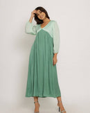 Upcycled Teal-Tea Green Maxi Dress