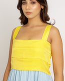 Upcycled Yellow-Ice Blue Midi Dress