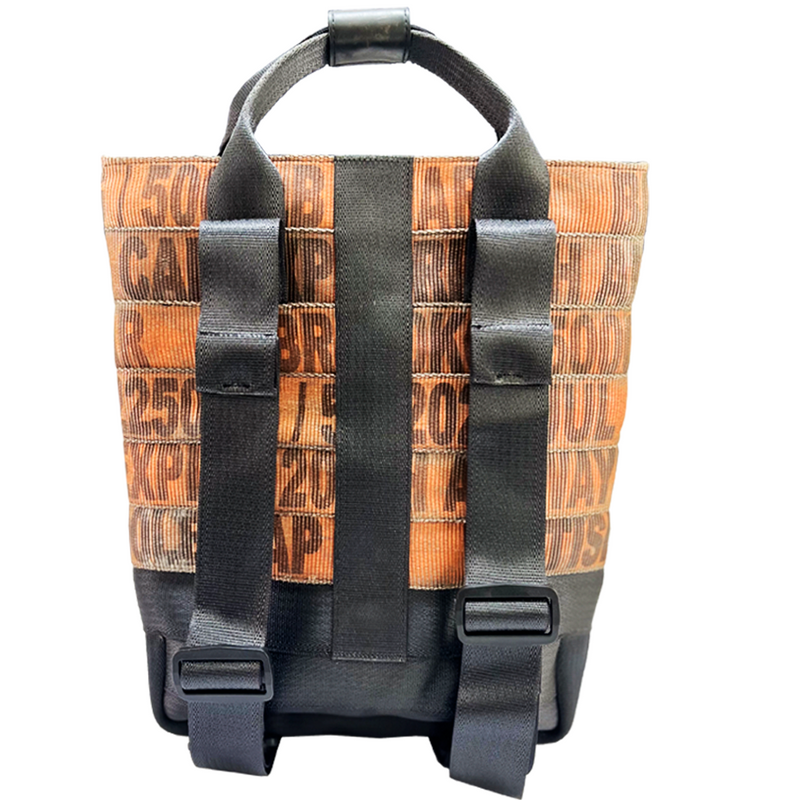 Jaggery Serially Circular Day Tripper Backpack 14" in Ex-Cargo Belts and Rescued Car Seat Belts