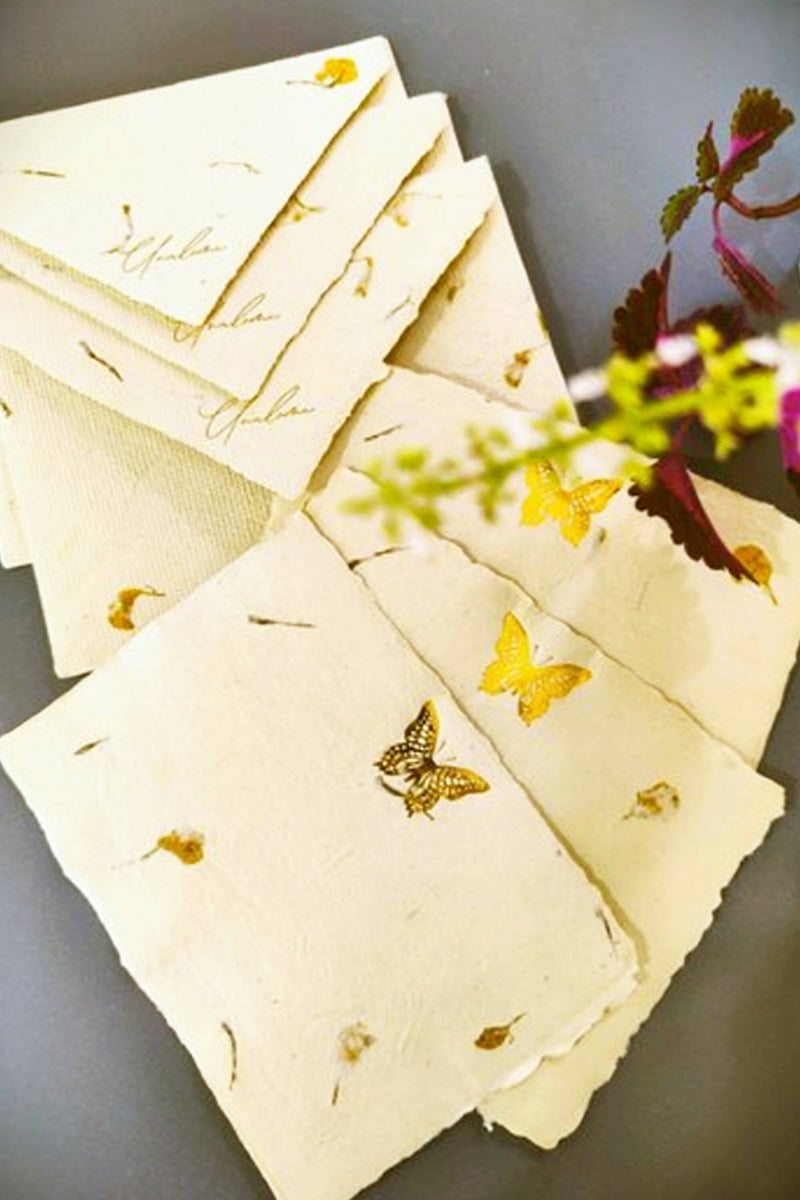 Unalome Butterfly Handmade Marigold Notecards - Set of 5