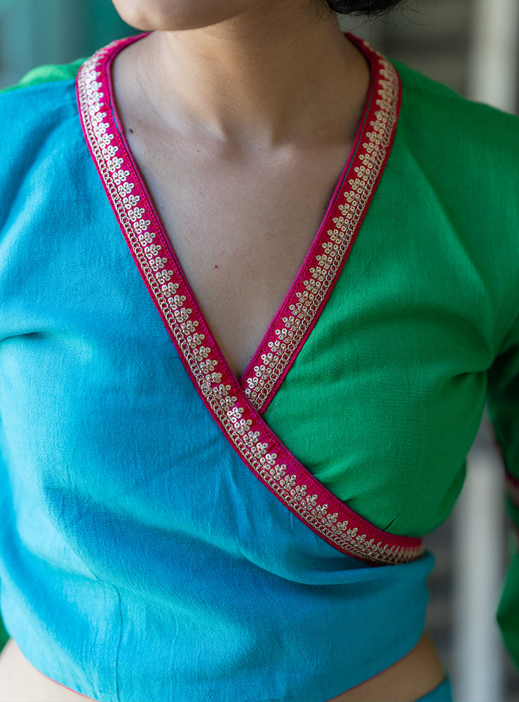 wrap over crop top handloom blouse online  | Prathaa | Handloom & Sustainable Clothing