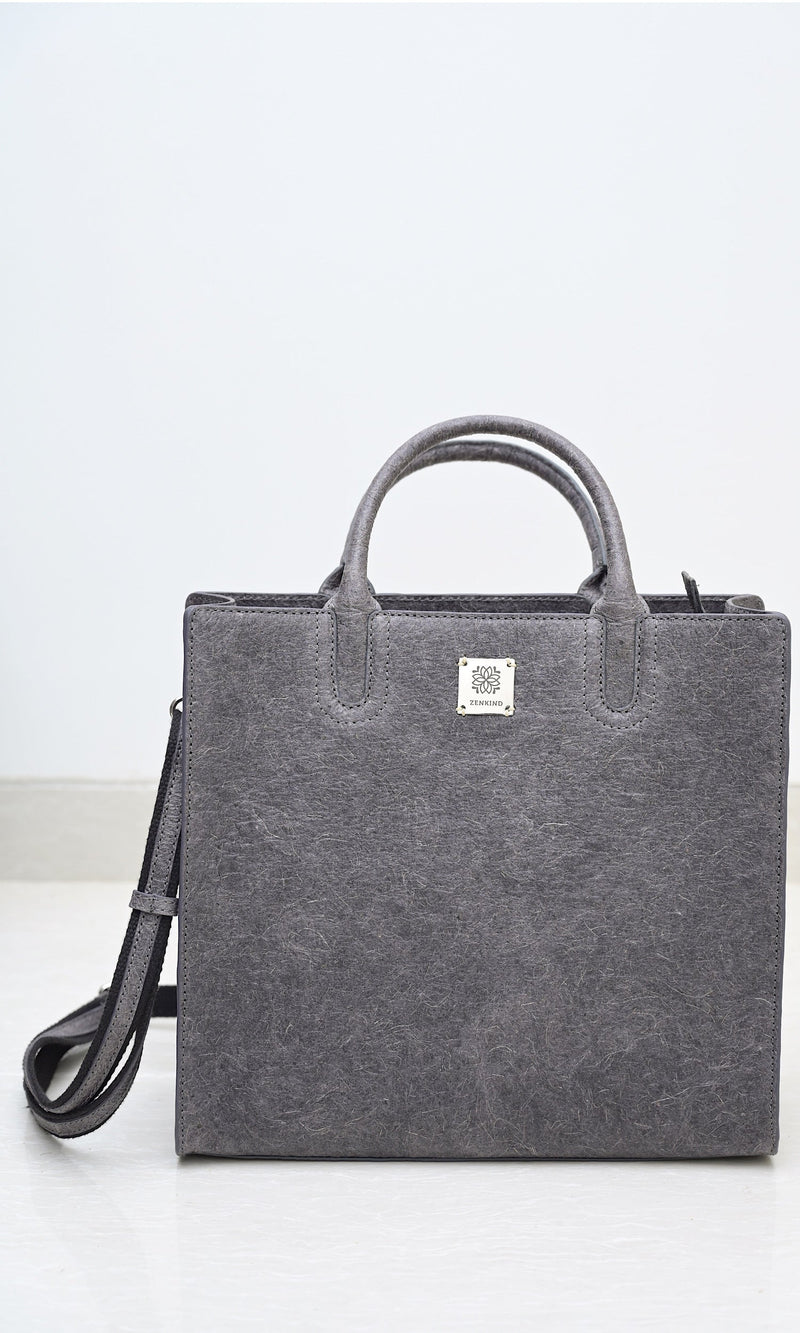 Zenkind Black Natural 100% Plant Based and Biodegradable Coconut Leather Tote