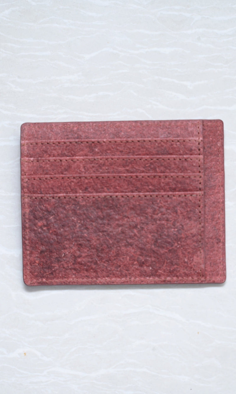 Zenkind Natural 100% Plant Based and Biodegradable Coconut Leather Red Card Holder