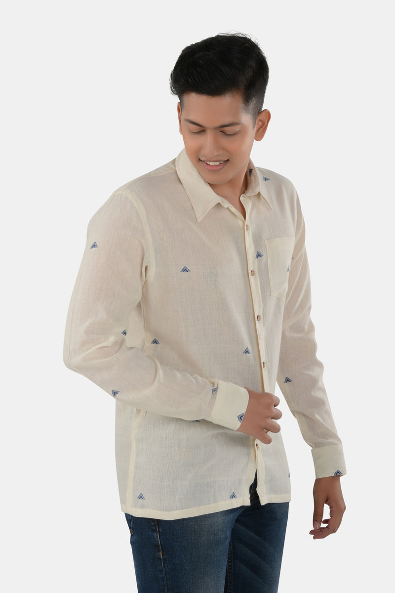 Tamaksh Men's White Organic Cotton Handcrafted Shirt
