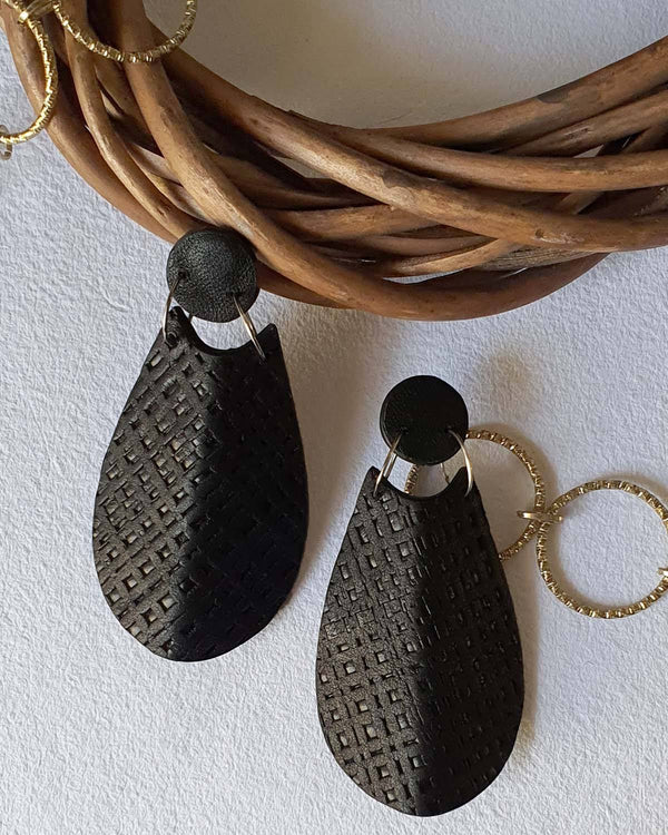 Noupelle  Lueur Black Upcycled Leather Earrings