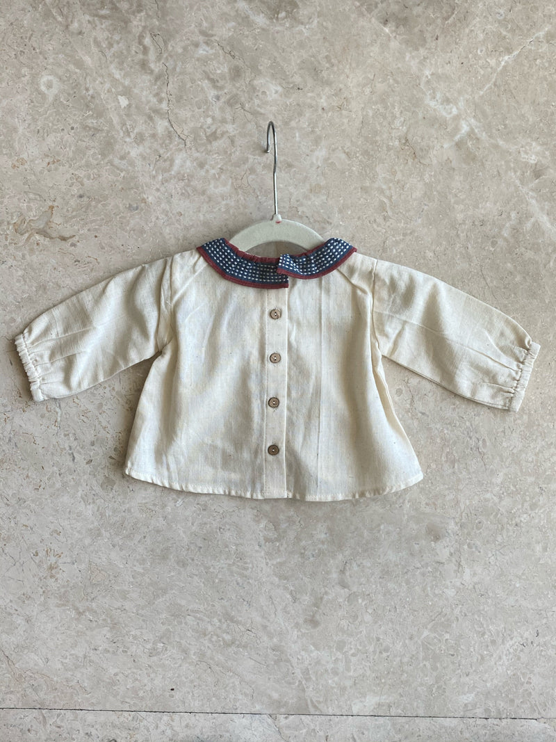 Khela Kids 6 mnth Ethically Made Baby Frill Shirt (Off White)
