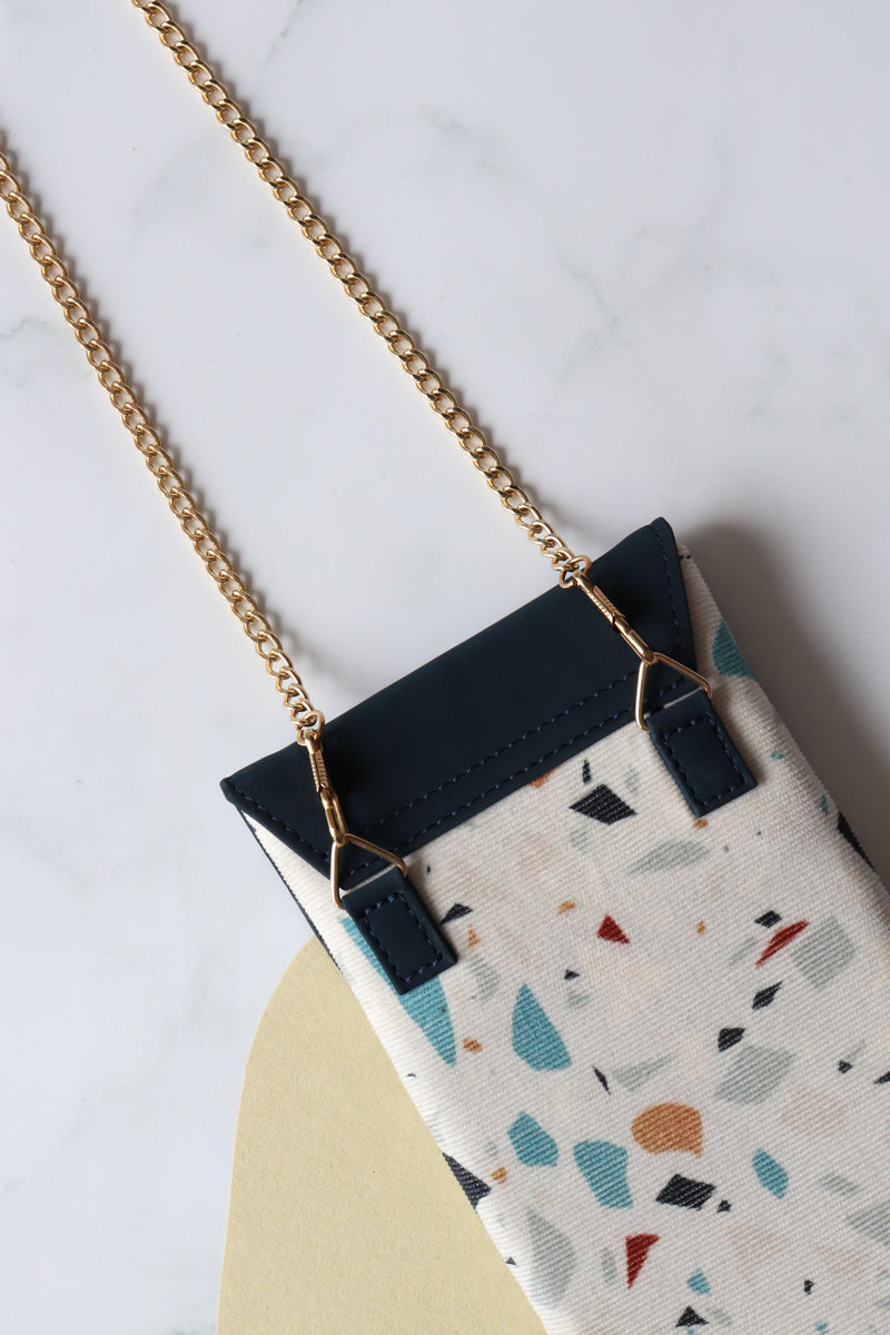 Whitefire Cotton & Vegan Leather Phone Bag in Terazzo