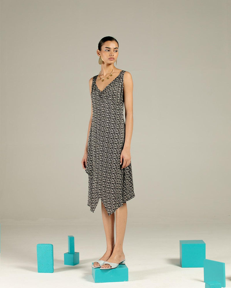 Studio Rigu  Azulik Overlap Dress in Vegan Silk