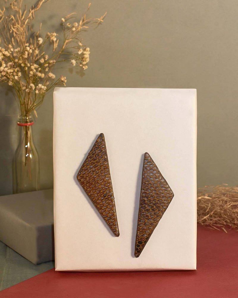 Noupelle  Scalene BrownUpcycled Leather Earring