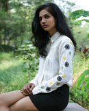 Handcrafted "Pickin' wildflowers" Handloom Hemp and cotton shirt