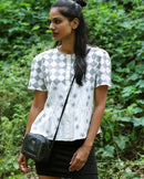 Handcrafted "High on life" Hemp and organic cotton top