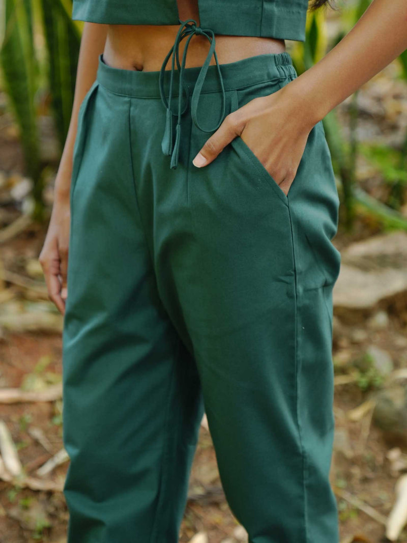 Vanaras Organic Cotton Yahvi Green Narrow Pants