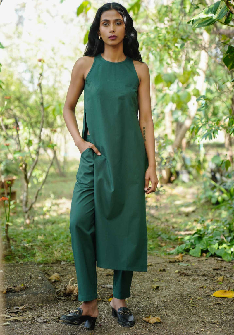 Vanaras Organic Cotton Yahvi Green Narrow Pants