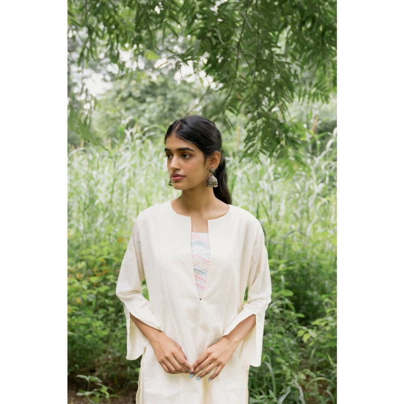 AC By Aratrika Chauhan 100% Organic Handloom Embroidered Kurti-Pant-Crop Top