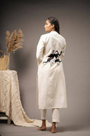 Taraasi Women's Ivory Organic Cotton Hand Embroidered Kurta