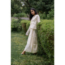 AC By Aratrika Chauhan 100% Organic Handloom Cotton Silver Cream Skirt- Top - Jacket