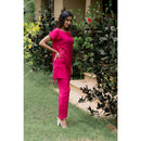 AC By Aratrika Chauhan 100% Organic Linen Majenta Kurti-Pant