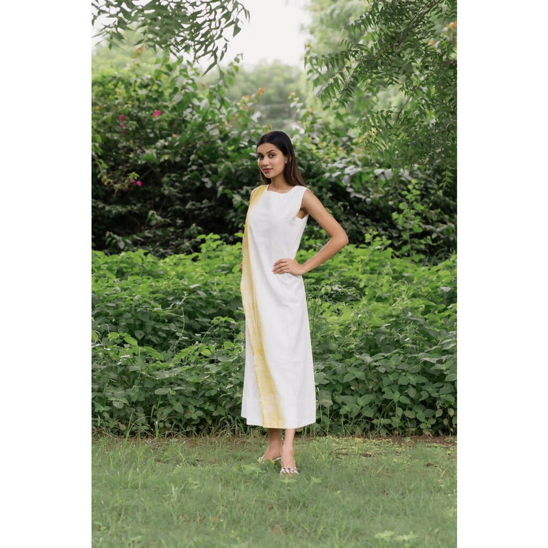 AC By Aratrika Chauhan 100% Organic Cotton Linen White Overlap Dress