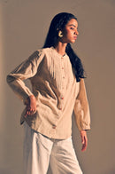 Handcrafted Moonstone Pin tucks shirt