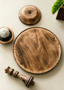 Hohmgrain Home Décor Dark Brown Seasoned Mango wood Handcrafted Detachable Cake Stand