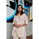 AC By Aratrika Chauhan 100% Organic Handloom Cotton Stripe Pink Jacket-Pant