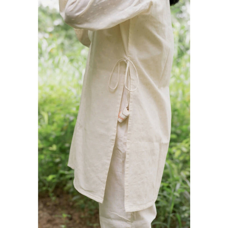 AC By Aratrika Chauhan 100% Organic Handloom Embroidered Kurti-Pant-Crop Top