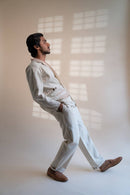 100% Organic Cotton Dawning Unisex Double Breasted Jacket & Pleated Pants Set