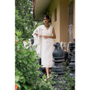 AC By Aratrika Chauhan 100% Organic Handloom Cotton Silver Cream Angarkha Overlap Dress