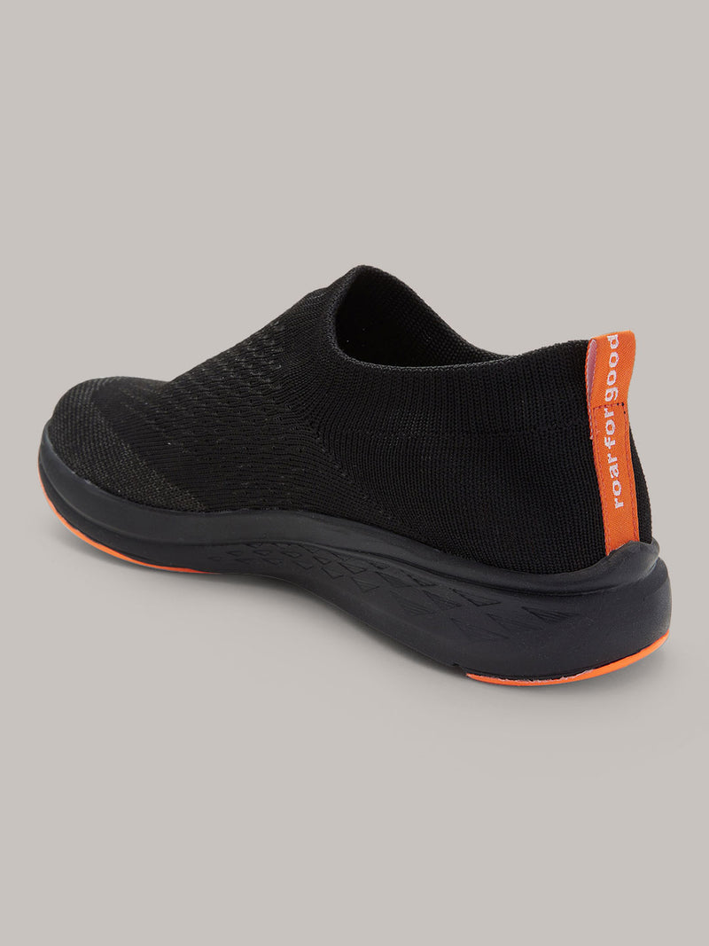 Roar For Good Black Slip on Shoes for Men | Soft Cushion Insole, Slip-Resistance, Dynamic Feet Support & Arch Support | Made from recycled PET bottles