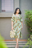 The Conscious Closet  Block Printed Lotus Stem Detachable Dress