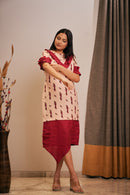 The Conscious Closet Smokey Pink Birdie Directed Long Detachable Dress in Bamboo-Hemp