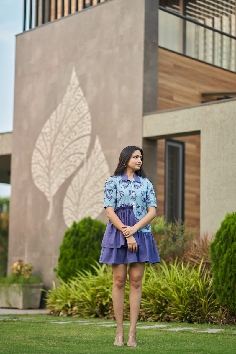 The Conscious Closet Blueberry Haze  Casper Leafy Detachable Dress