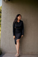 The Conscious Closet Black Ebony Ash Slate Detachable Dress in Bamboo Hemp