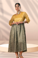 Rj Label Peplum Radiance Yellow Mehandi Dress Organic Matka Cotton Women