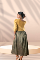 Rj Label Peplum Radiance Yellow Mehandi Dress Organic Matka Cotton Women