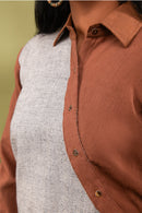 Rj Label Asymmetrical Brown Shirt Kala Cotton Unisex