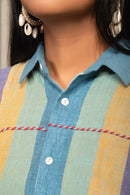 Rj Label Prism Blue Shirt Organic Kala Cotton Women