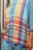 Rj Label Prism Blue Shirt Organic Kala Cotton Women