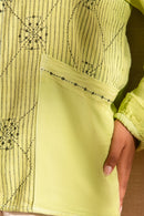 Rj Label Verdahlia Neon Green Stripe Shirt Organic Kala Cotton Women