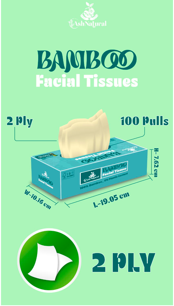 100% Bamboo Facial Tissue Box 100 Pulls