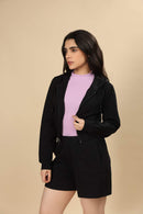 Carbontree Organic Cotton Women Carbon Black Cropped Carbon Hoodie