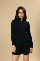Carbontree Bamboo Women Mid Night Navy Quarter Zip Top