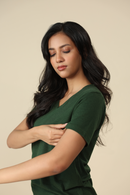 Carbontree Bamboo Women Pine Green V Neck Tee