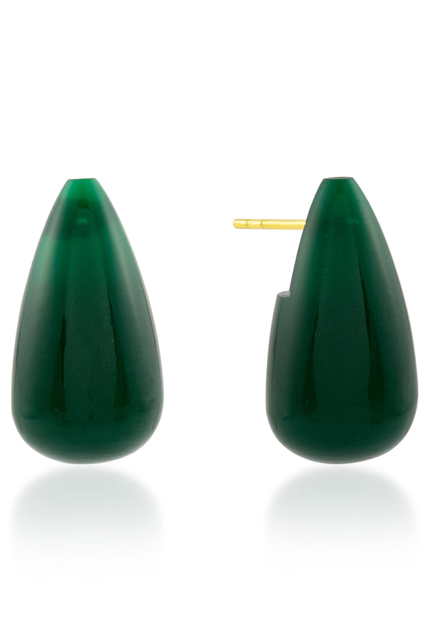 Arvino Green Jade Drop Earrings (Water Resistance Premium Plating)