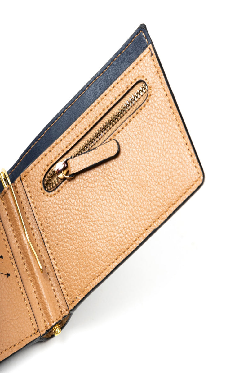 Green Hermitage Zeus Vegan Leather Men's Wallet (Navy Blue & Caramel )