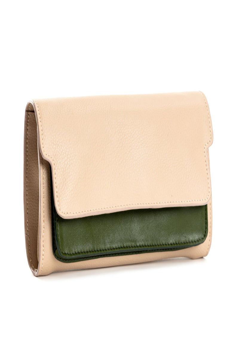 Green Hermitage Fides Vegan Leather Women's Wallet (Almond & Green)