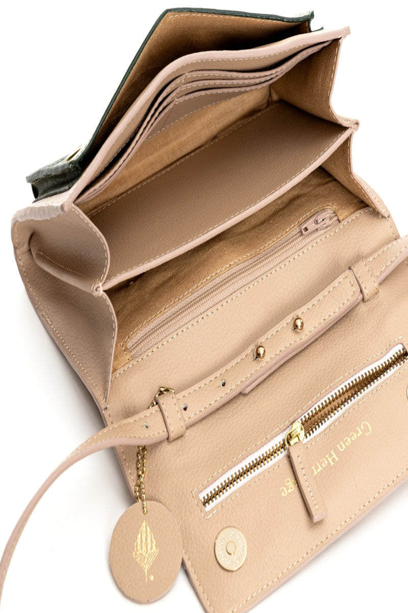 Green Hermitage Fides Vegan Leather Women's Wallet (Almond & Green)
