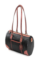 Green Hermitage Salacia Vegan Leather Duffle/Bowler Bag (Black & Madder Red)