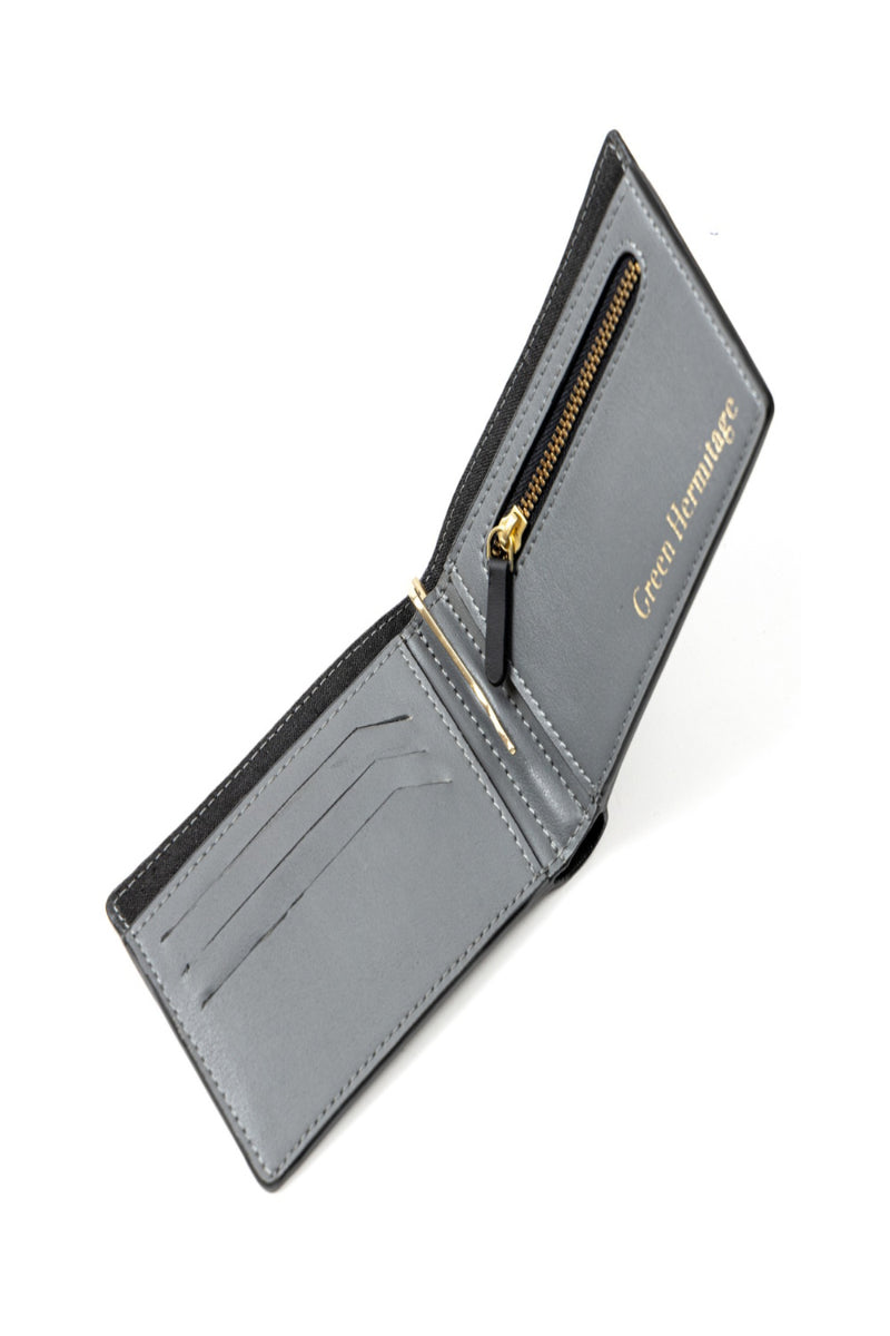 Green Hermitage Zeus Vegan Leather Men's Wallet (Black & Grey)