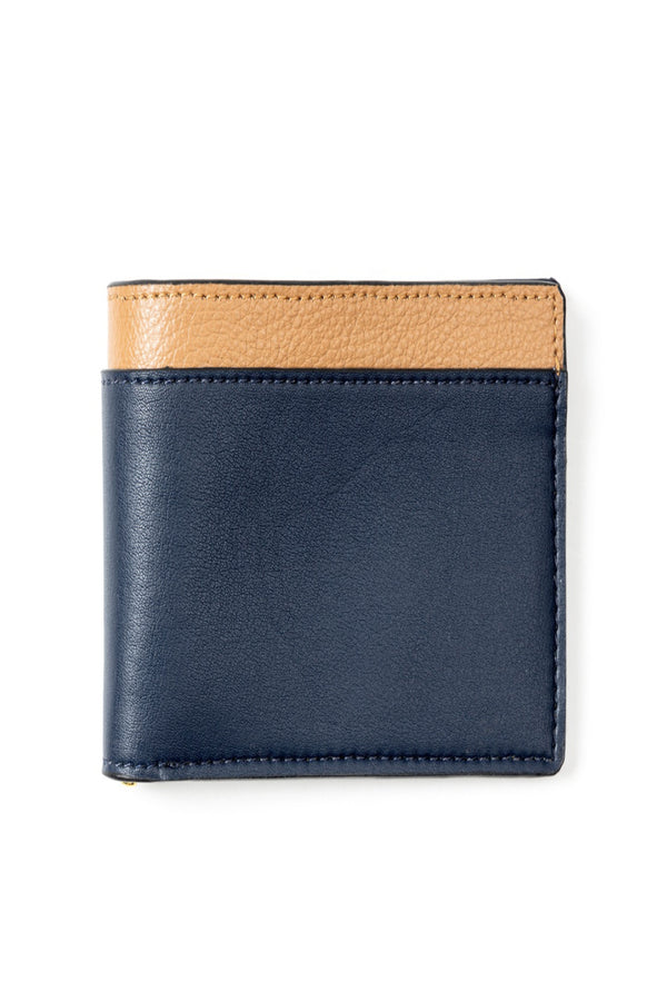 Green Hermitage Zeus Vegan Leather Men's Wallet (Navy Blue & Caramel )